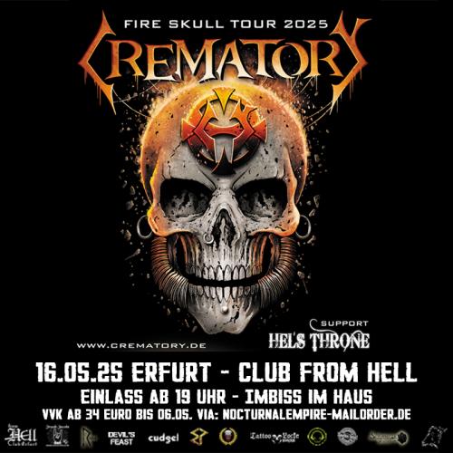 16.05.2025: Crematory mit Special Guests Hel`s Throne im From Hell in Erfurt