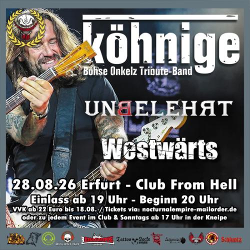 28.08.2026: Köhnige, Unbelehrt, Westwärts im From Hell in Erfurt