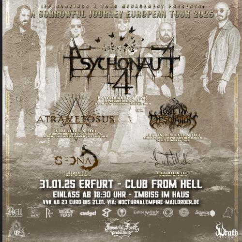 31.01.2025: Psychonaut4, Atra Vetosus, Lost in Desolation, Lichtblick, Sedna im From Hell in Erfurt