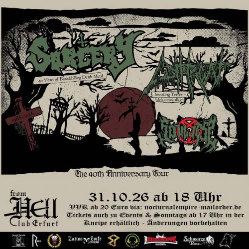31.10.2026: Sorcery + Cutthroat + Soulless im From Hell in Erfurt