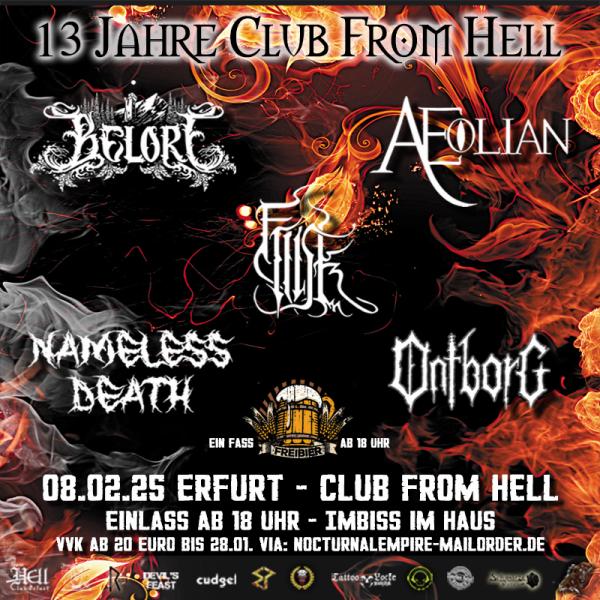 08.02.2025: 13 Jahre Club From Hell mit Belore, Aeolian, Ontborg, Friisk, Nameless Death