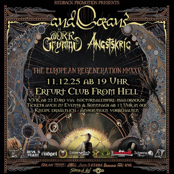 11.12.2025:  ...and Oceans, Mörk Gryning, Angstskrig im Club From Hell in Erfurt