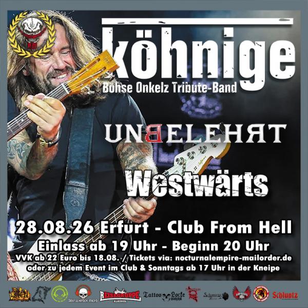 28.08.2026: Köhnige, Unbelehrt, Westwärts im From Hell in Erfurt