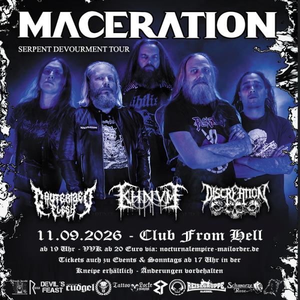 11.09.2026: Maceration, Discreation, Khnvm, Cauterized Flesh im From Hell in Erfurt