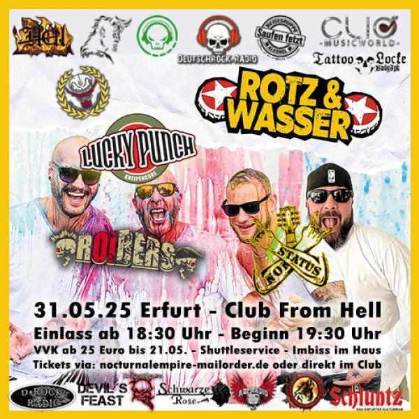 31.05.2025: Rotz&Wasser, Lucky Punch, Roibers, Non Status im From Hell in Erfurt