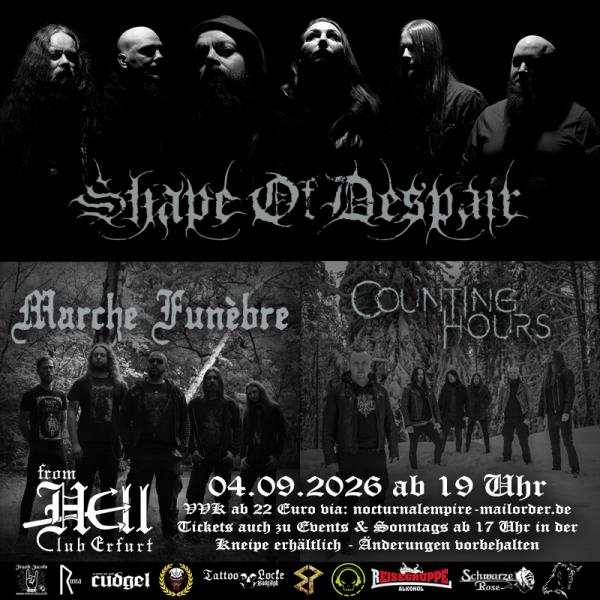 04.09.2026: Shape of Despair, Marche Funébre, Counting Hours im From Hell in Erfurt