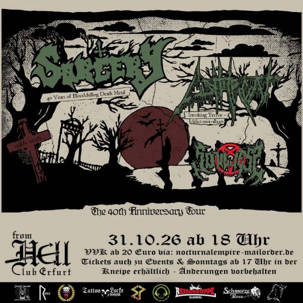 31.10.2026: Sorcery + Cutthroat + Soulless im From Hell in Erfurt